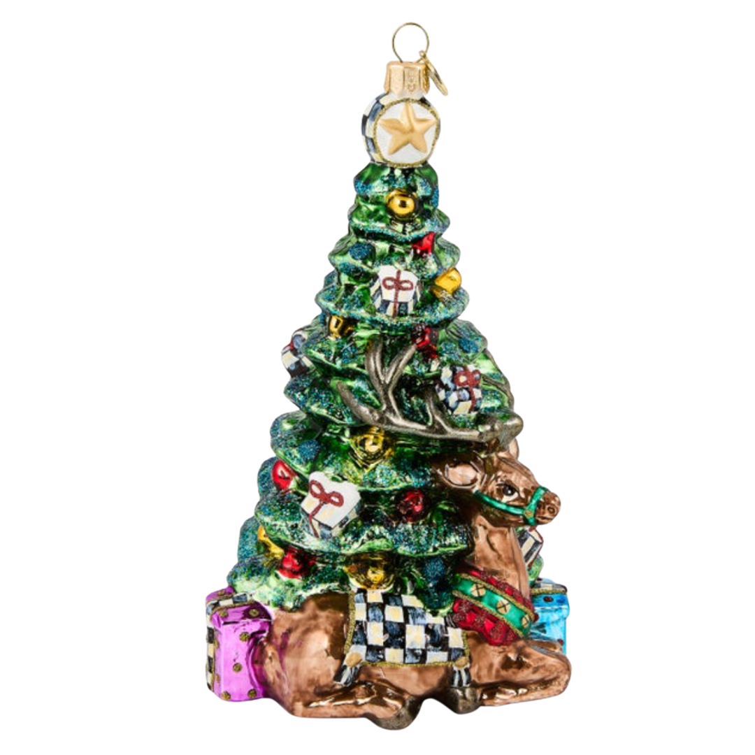 MACKENZIE CHILDS Holiday Forest Tree Glass Ornament