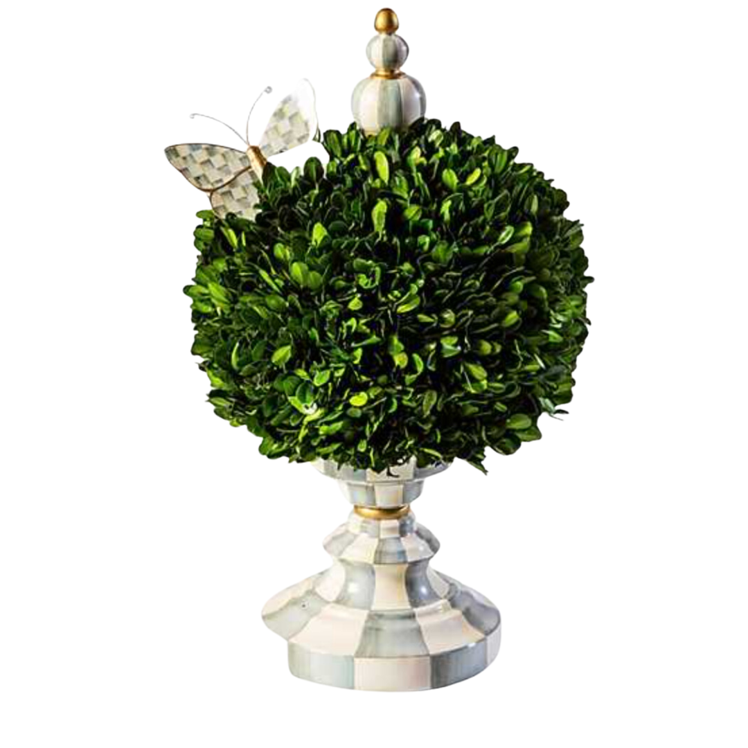 MACKENZIE CHILDS Sterling Check Medium Boxwood Centerpiece