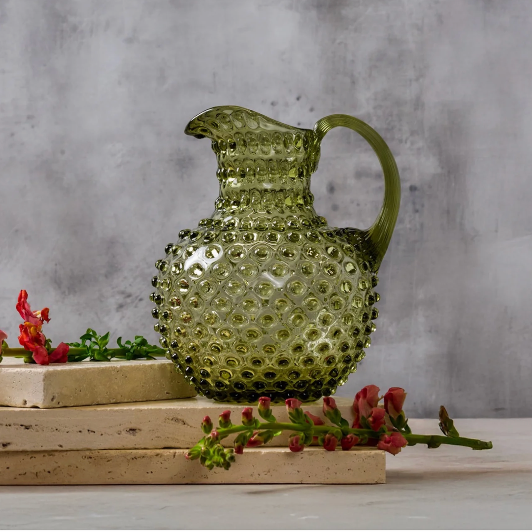 MAURE LUXURY GIFTS Hobnail Moss Green Pitcher