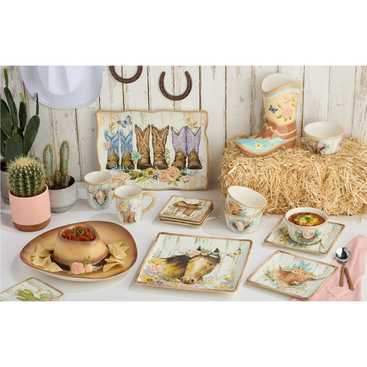 CERTIFIED INTERNATIONAL Rosewood Ranch 3-D Cowgirl Hat Chip And Dip