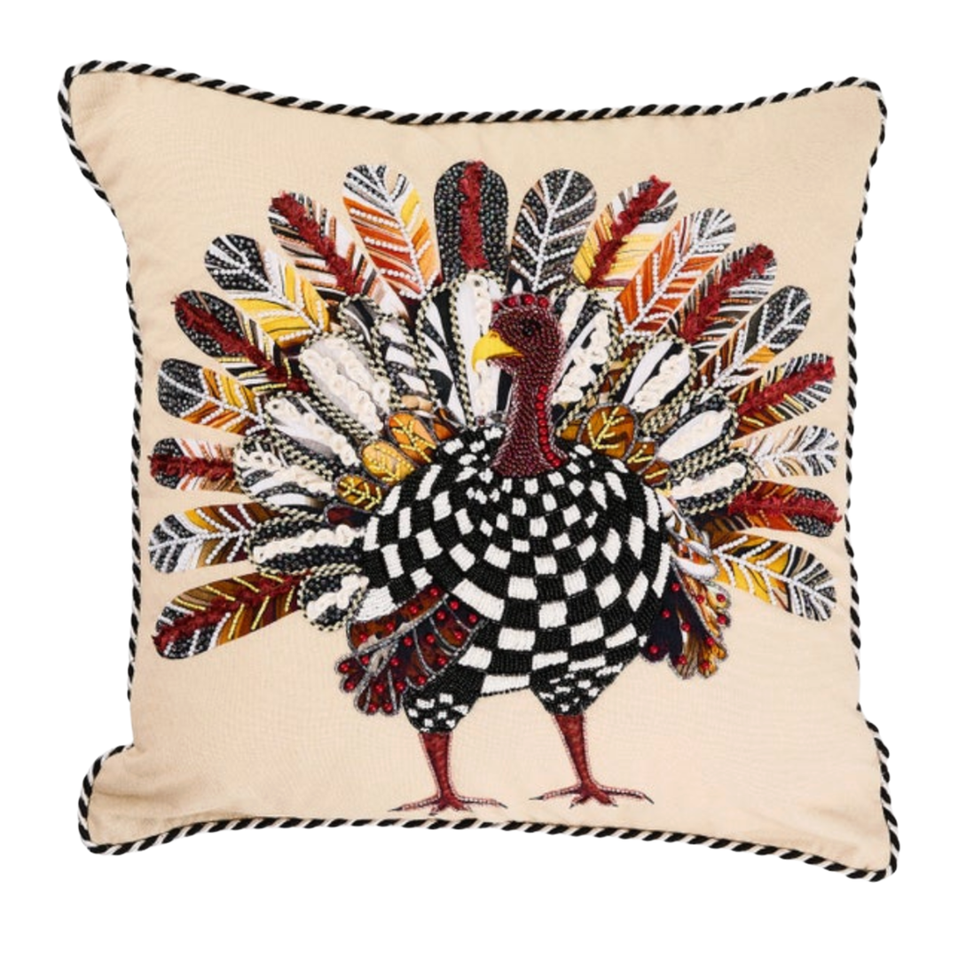 MACKENZIE CHILDS Checked Turkey Throw Pillow Default Title