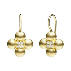 PAUL MORELLI GOLD BEAD ORBIT DIAMOND EARRINGS 6MM 18KY .16CTS