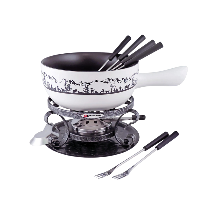 SWISSMAR White Heidi Swiss Traditon Series Cheese Fondue 9 PC Set