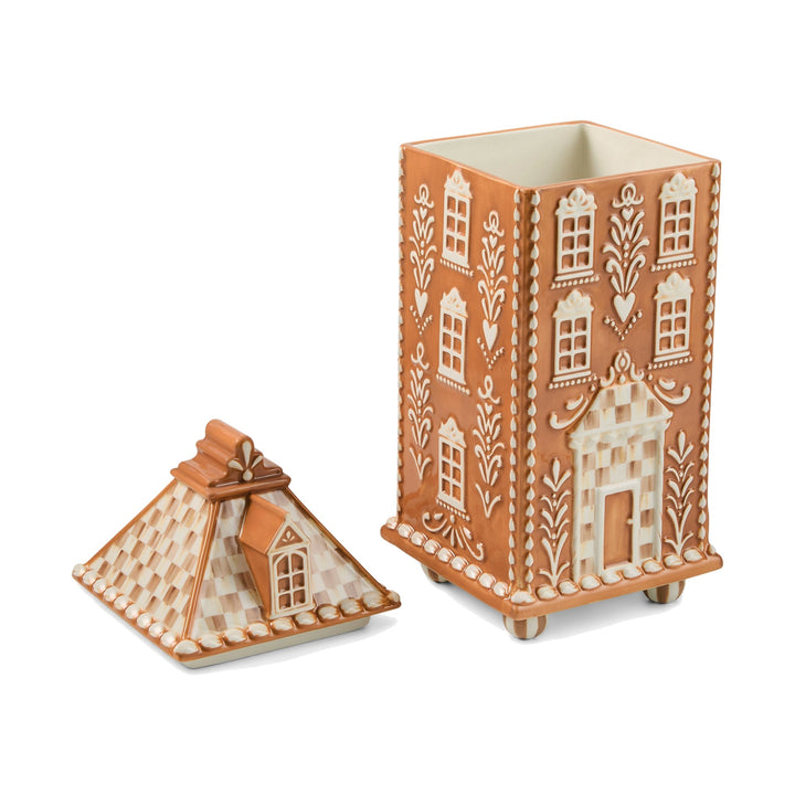 MACKENZIE CHILDS MacKenzie-Childs Mocha Check Gingerbread Canister, Large