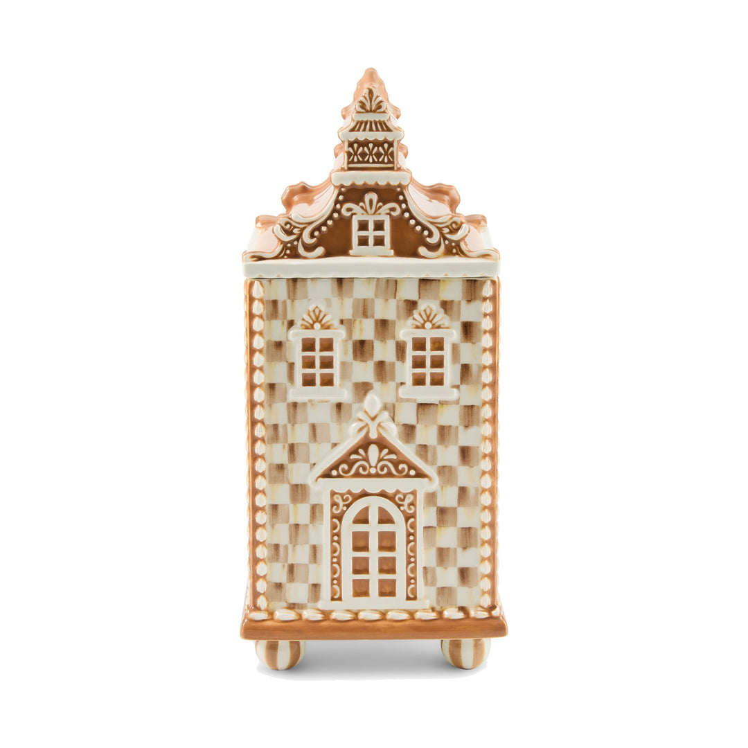 MACKENZIE CHILDS MacKenzie-Childs Mocha Check Gingerbread Canister, Medium