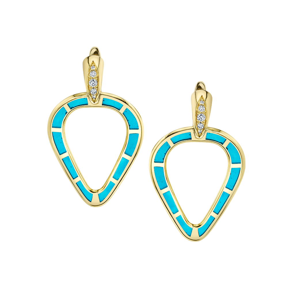 ANDY LIF JEWELRY 18K YELLOW GOLD LIGHT BLUE EARRINGS WITH DIAMONDS Default Title