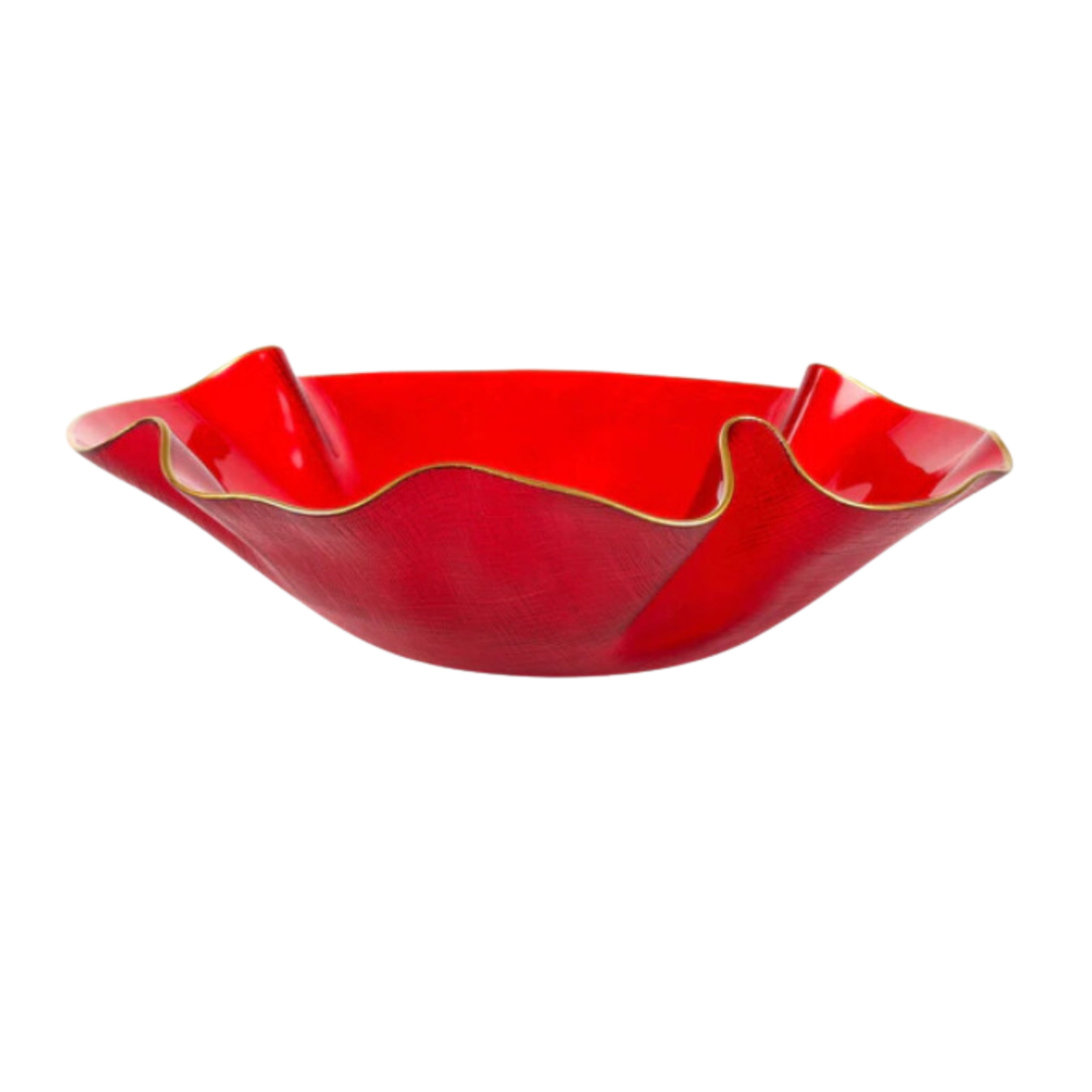 VIETRI Holiday Glass Medium Ruffled Bowl Default Title
