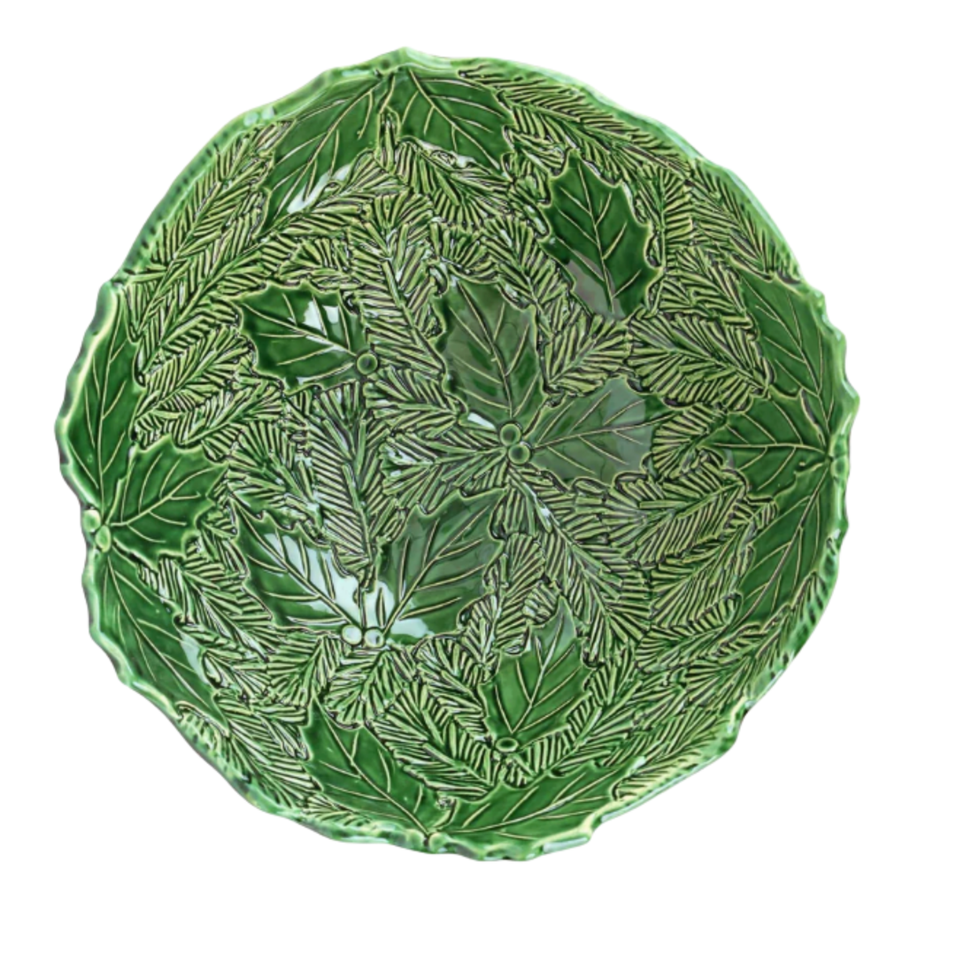 VIETRI Lastra Holiday Green Figural Medium Bowl