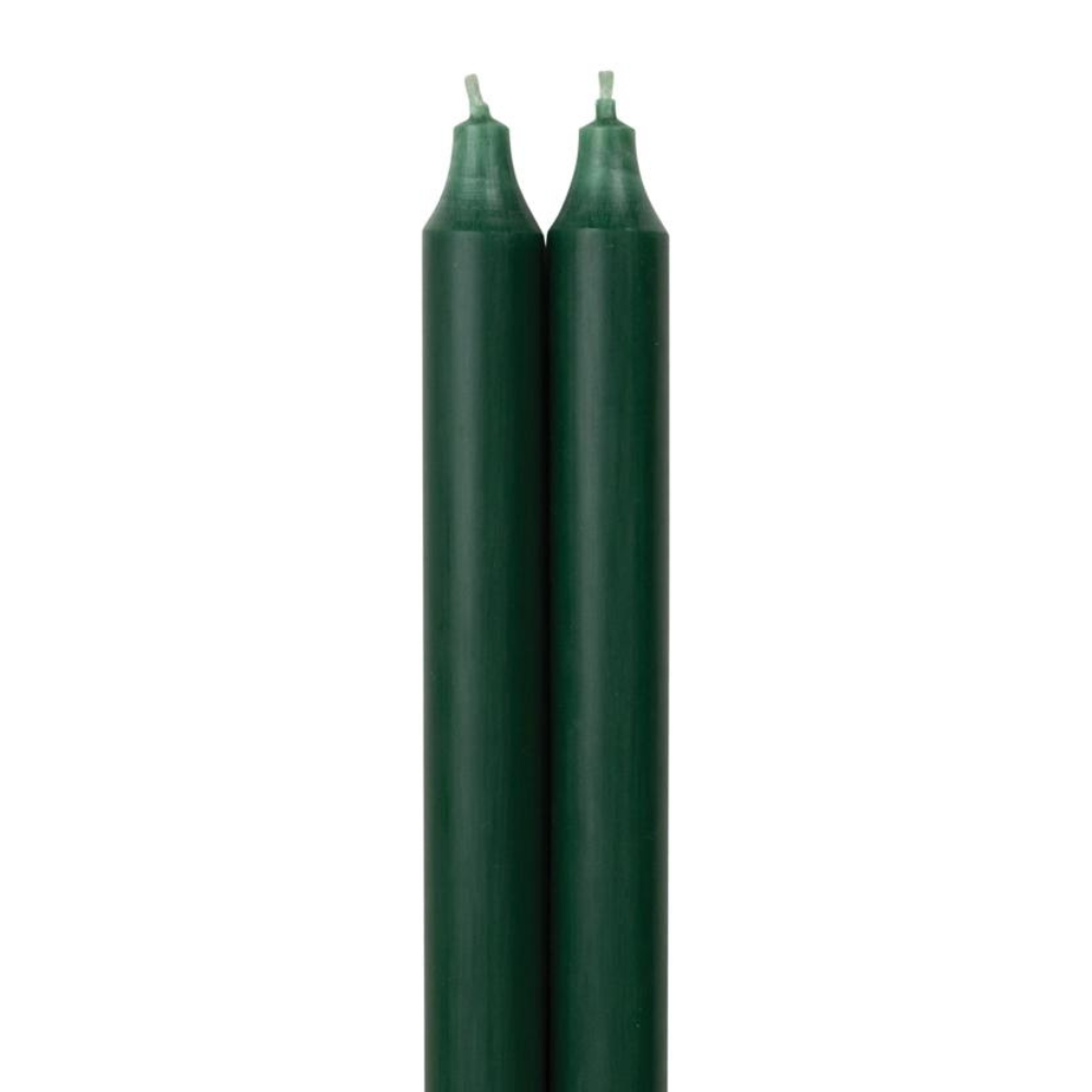 NORTHERN LIGHTS Hunter Green Taper Candles Set Of 2