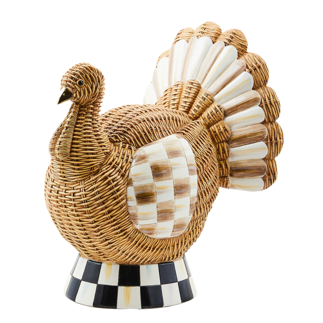 MACKENZIE CHILDS Autumnology Check Basket Weave Turkey Figurine Default Title