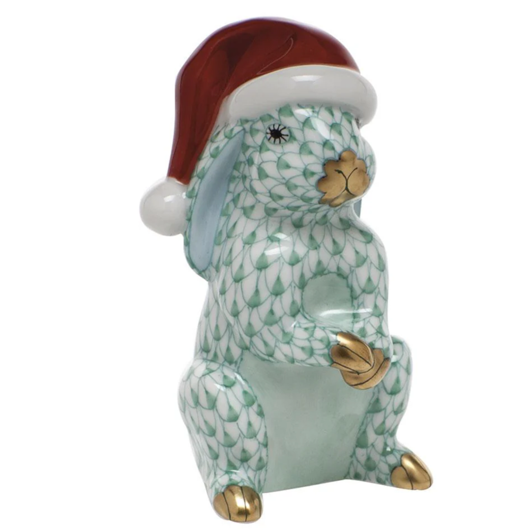 HEREND Santa Green Bunny