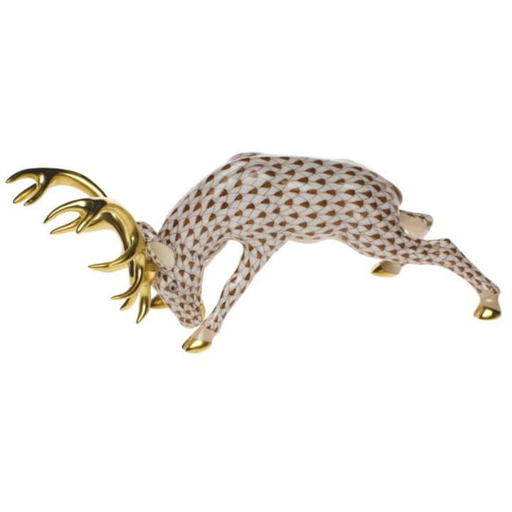 HEREND Stag With Feet Back CHOCOLATE