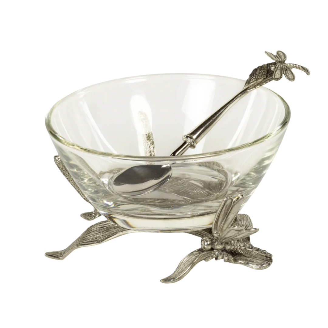 ZODAX Dragonfly Glass Bowl With Pewter Default Title