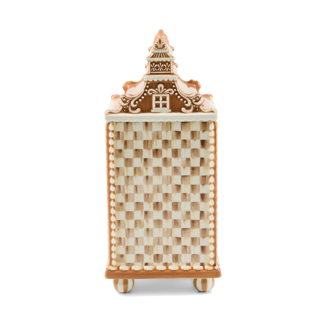 MACKENZIE CHILDS MacKenzie-Childs Mocha Check Gingerbread Canister, Medium