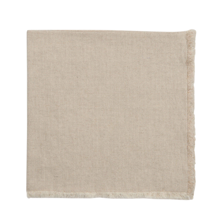 DEBORAH RHODES FRINGE NAPKIN 21" HERRINGBONE FLAX