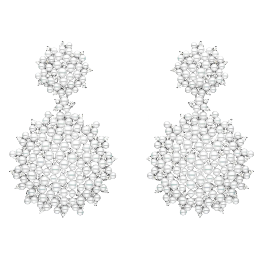 PAUL MORELLI Lagrange Pearl Dangle White Gold Earrings With Diamonds Default Title