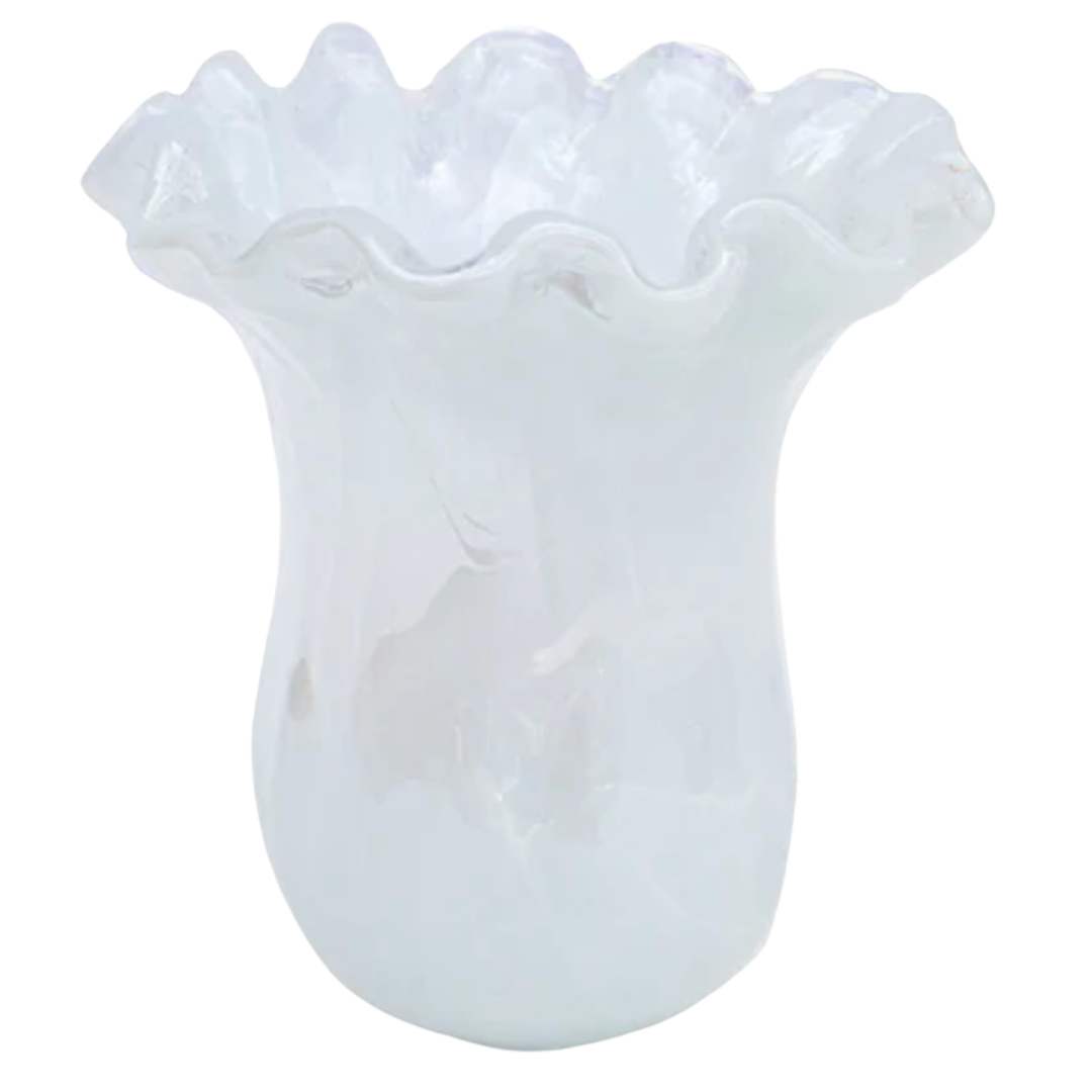 VIETRI Onda Glass White Small Tulip Vase Default Title