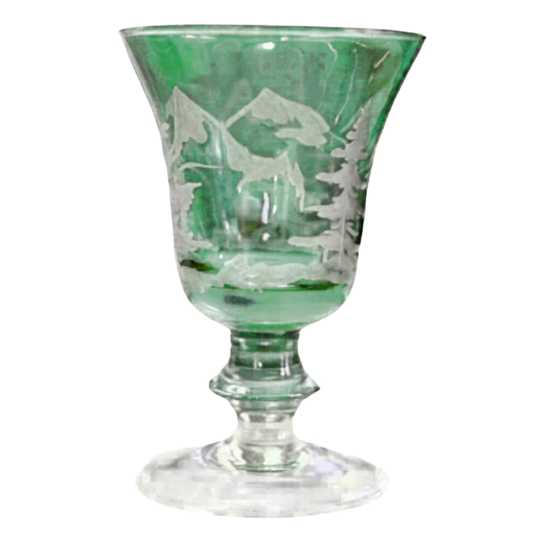 ARTE ITALICA Rialto Winterscape Etched Pine Water Or Wine Glass