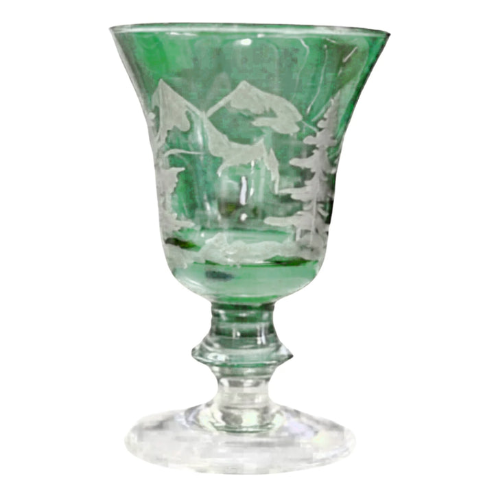 ARTE ITALICA Rialto Winterscape Etched Pine Water Or Wine Glass