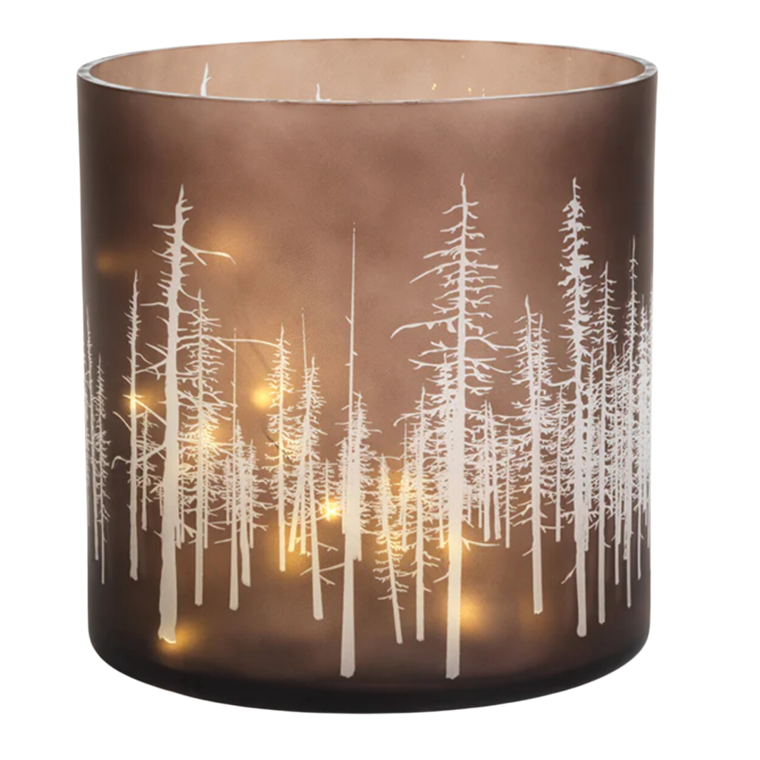 ZODAX Birch Etched Large Hurricane LED Candle Default Title