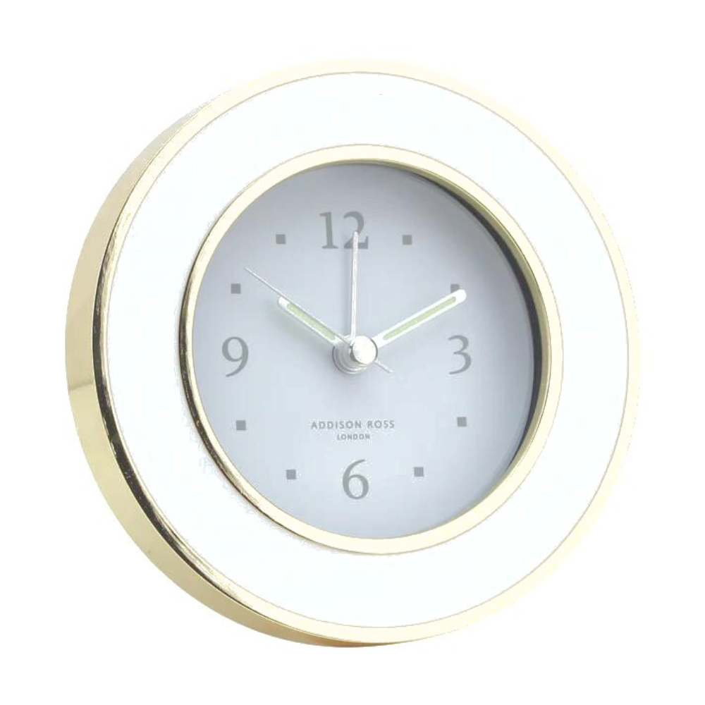 ADDISON ROSS White Enamel And Gold Alarm Clock Default Title
