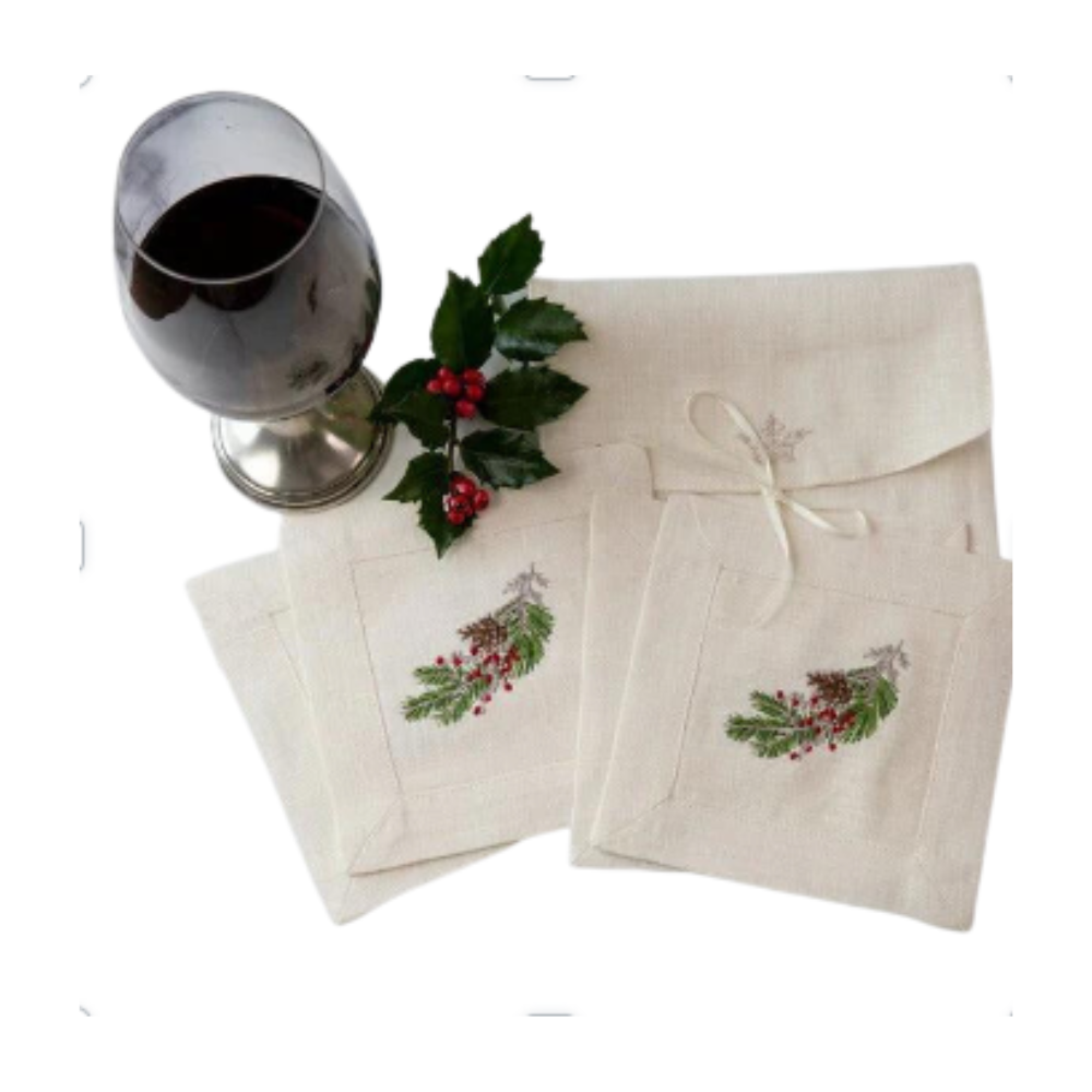 ARTE ITALICA Individually Sold Natale Sprig Cocktail Napkin Default Title