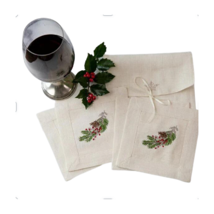 ARTE ITALICA Individually Sold Natale Sprig Cocktail Napkin Default Title