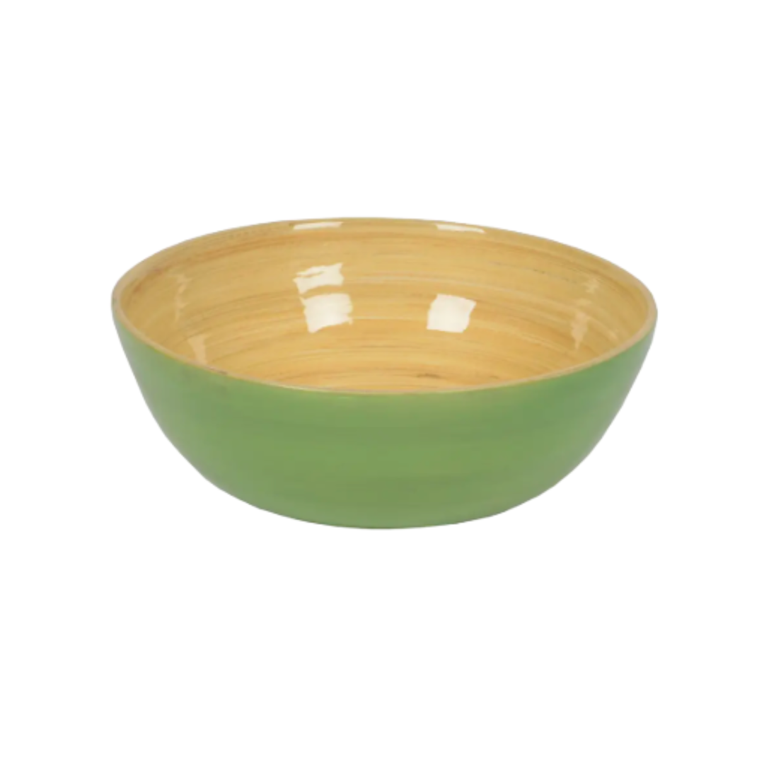 ALBERT L. Pastel Green Bamboo Salad Bowl Default Title