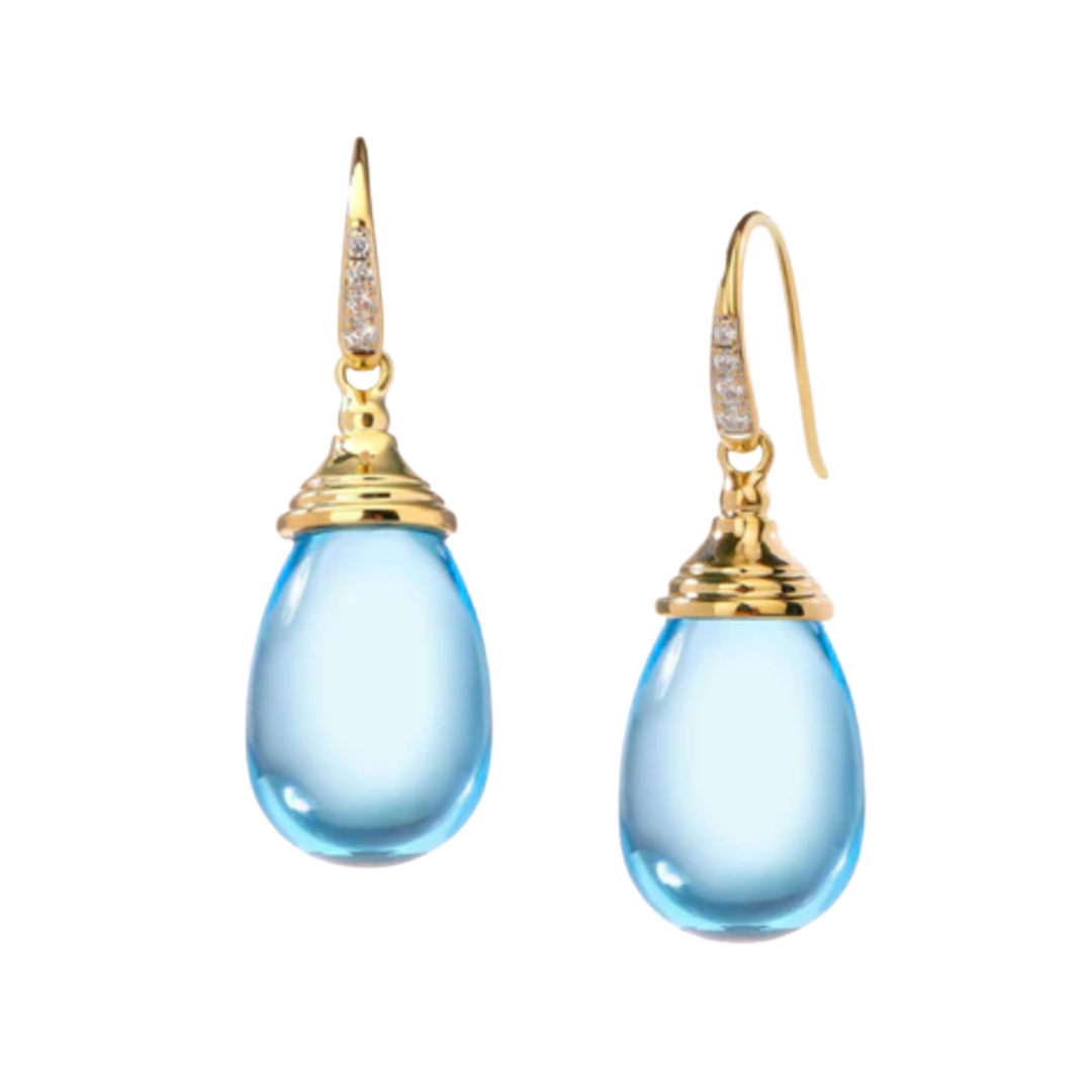 SYNA Mogul Drop Earrings18K Yellow Gold With Blue Topaz And Diamonds Default Title