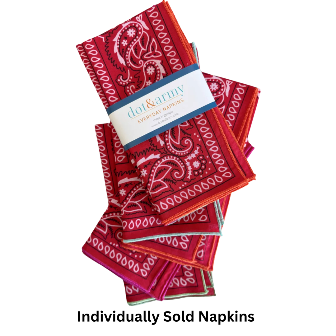 DOT & ARMY Red Bandana Style Cloth Napkin Individually Sold Default Title