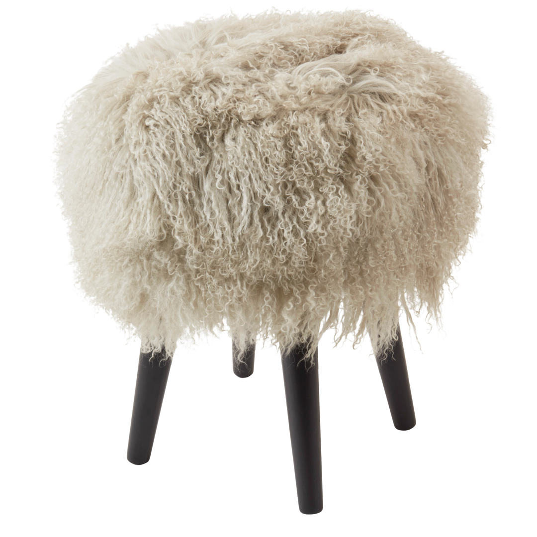 SARO Mongolian Lamb Fur Color Fur Stool