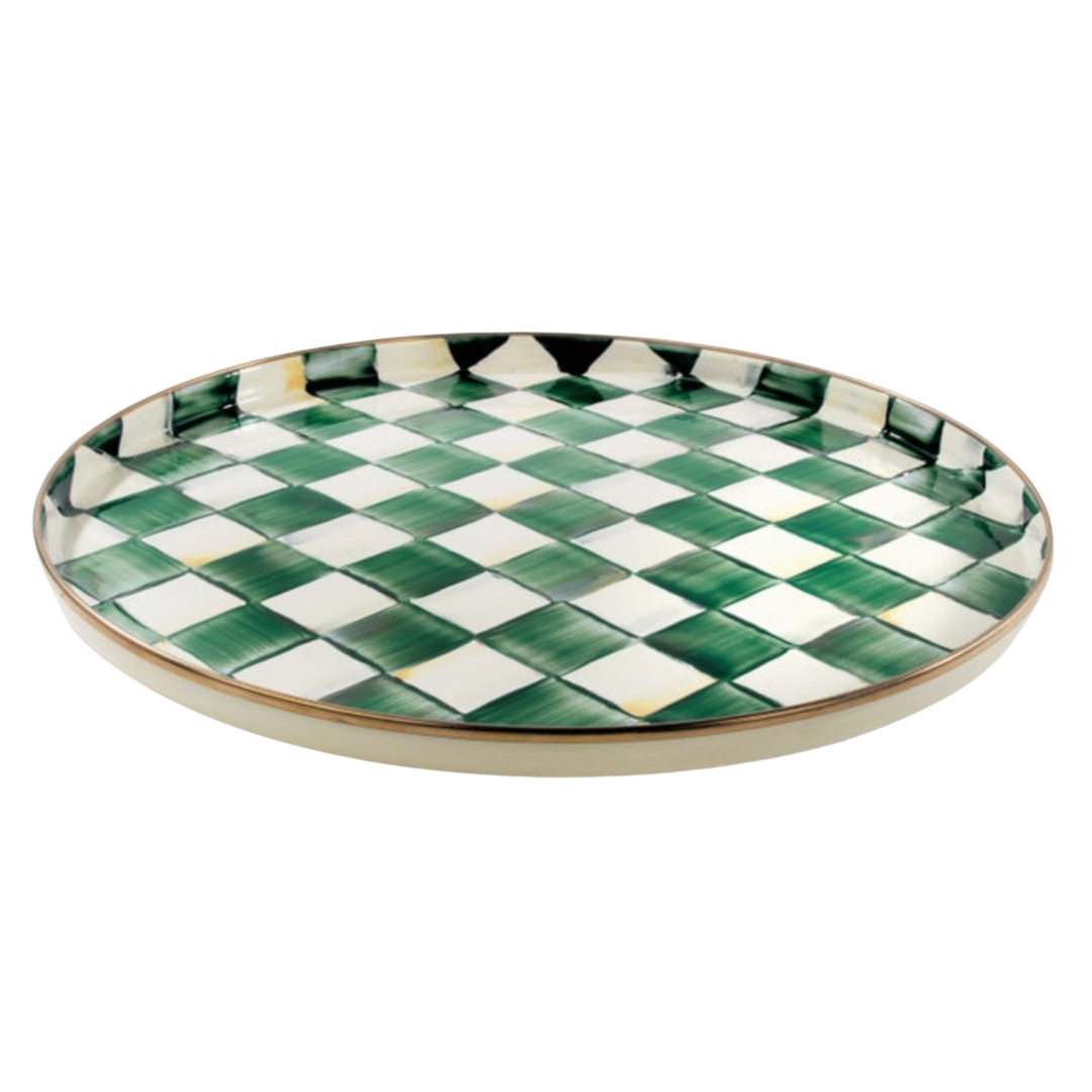 MACKENZIE CHILDS Emerald Check Round Tray Default Title
