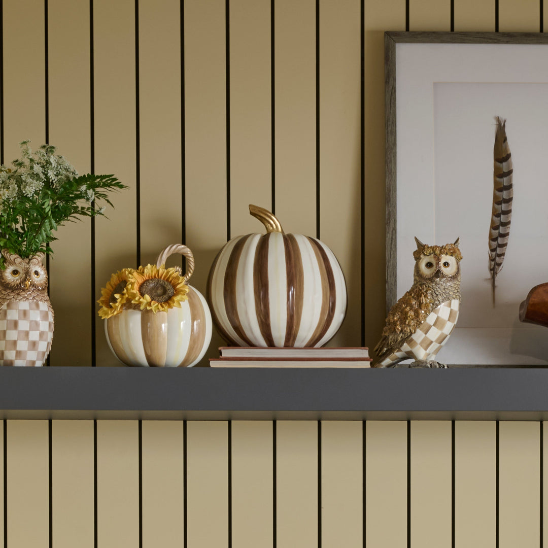 MACKENZIE CHILDS Chocolate Stripe Medium Pumpkin