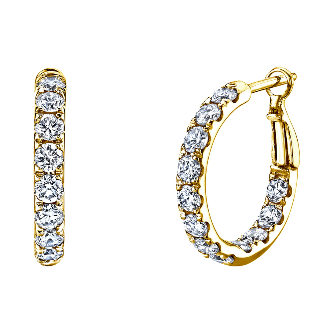 JOSHUA J Belle Shops 18K Yellow Gold Micro Wire Diamond Hoop Earrings Default Title