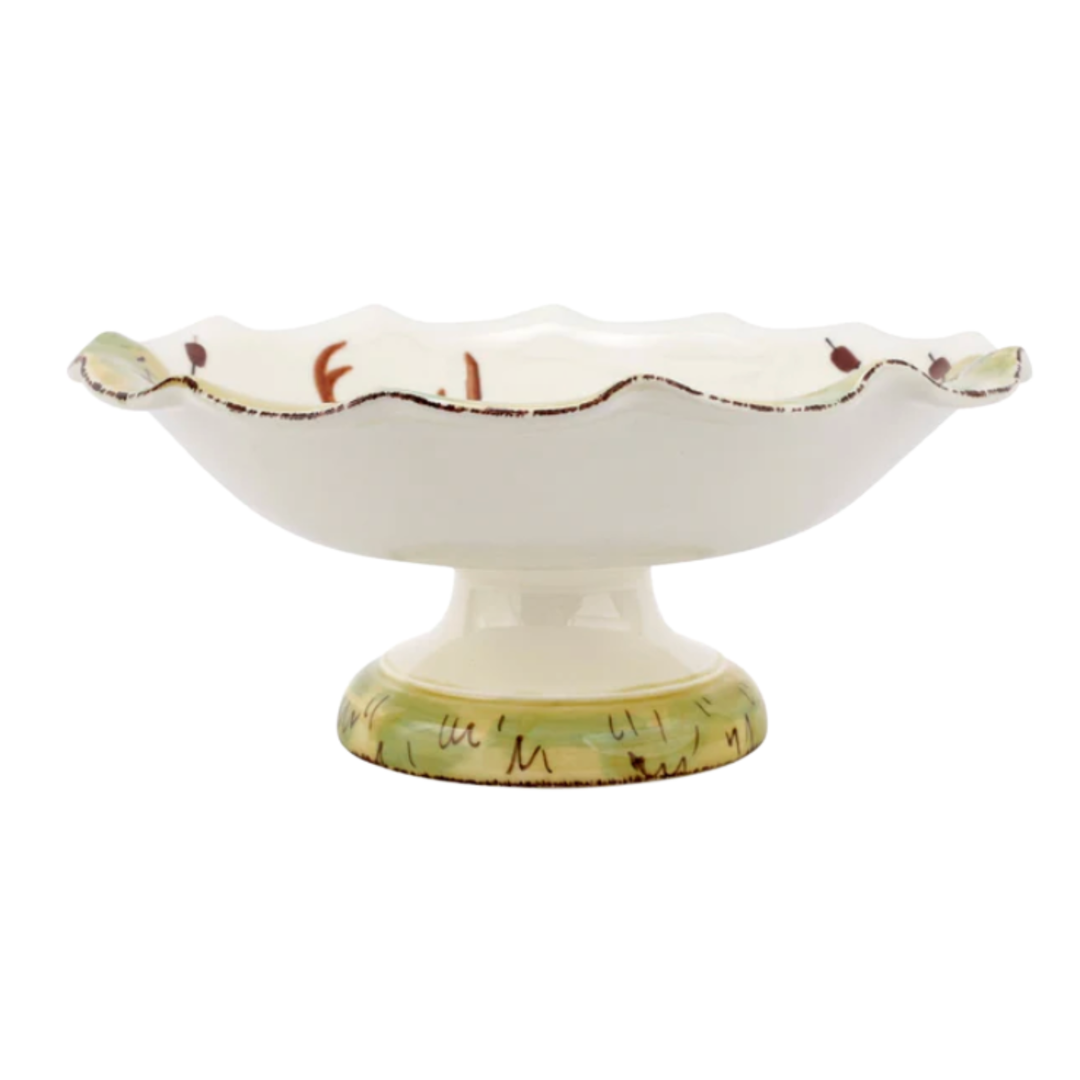 VIETRI Wildlife Footed Deer Pedestal Fruit Bowl