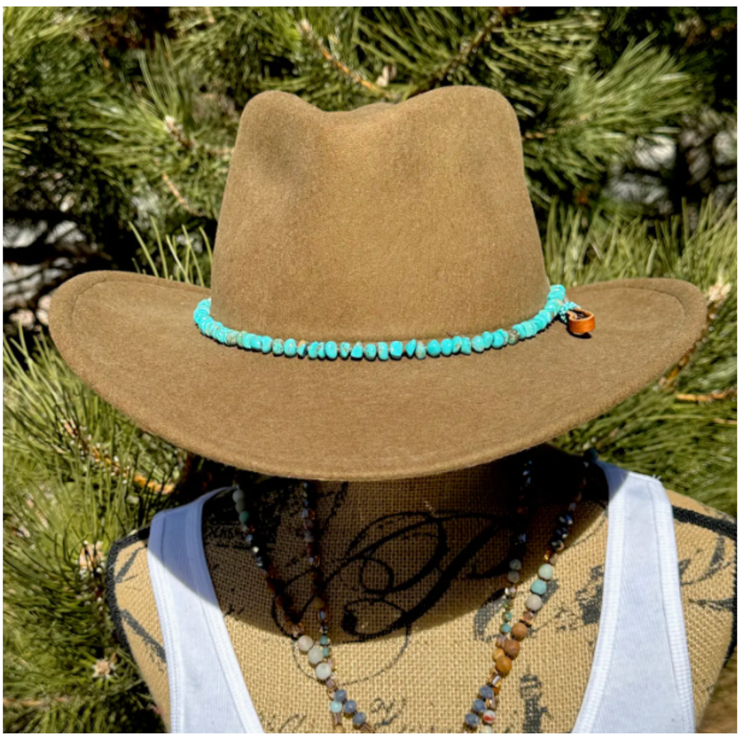 FLEURDESIGNZ WESTERN JEWELRY Turquoise Nugget And Beige Bustkin Hat Band
