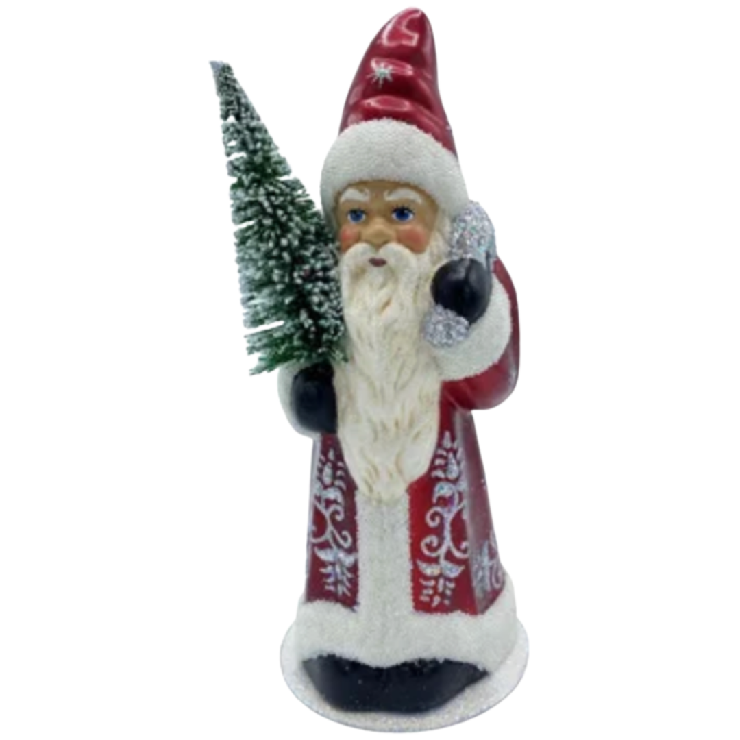 ALEXANDER TARON Schaller Paper Mache Candy Santa Container In Shiny Red Coat Default Title