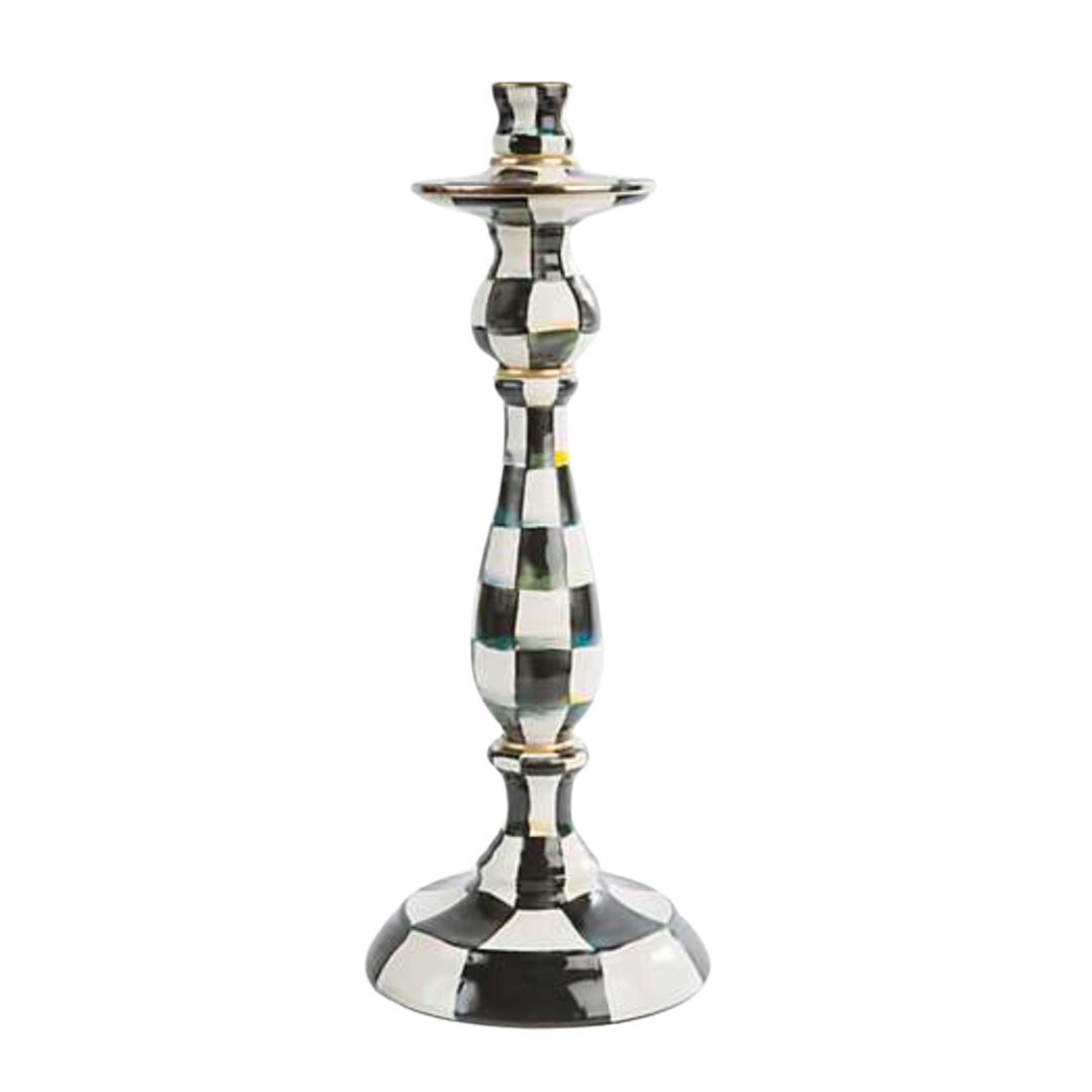 MACKENZIE CHILDS Courtly Check Large Enamel Candleholder