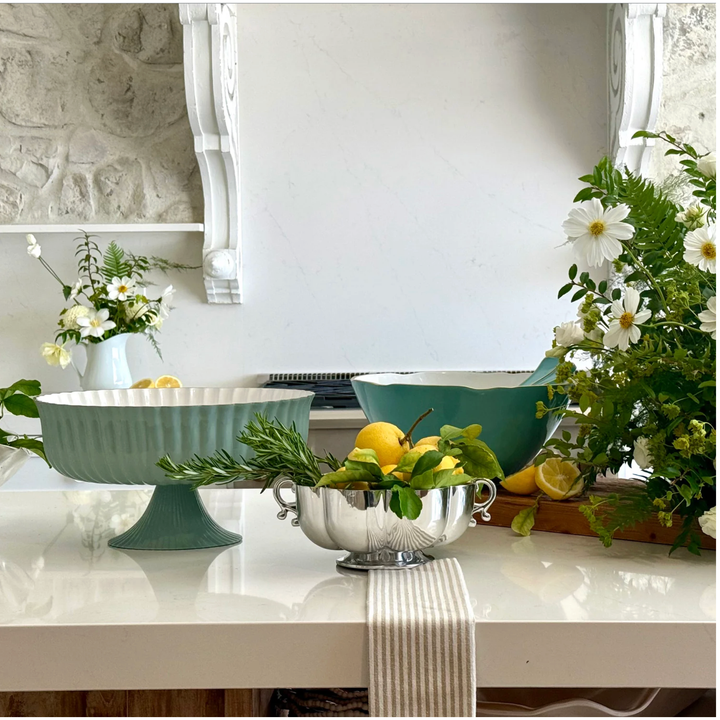 BEATRIZ BALL Encanto Turquoise And White Demeter Large Bowl
