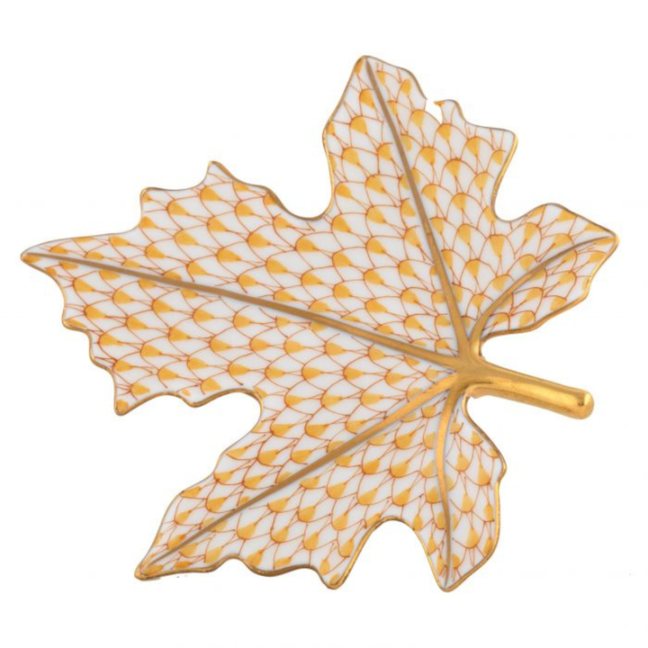 HEREND Maple Leaf Tray BUTTERSCOTCH