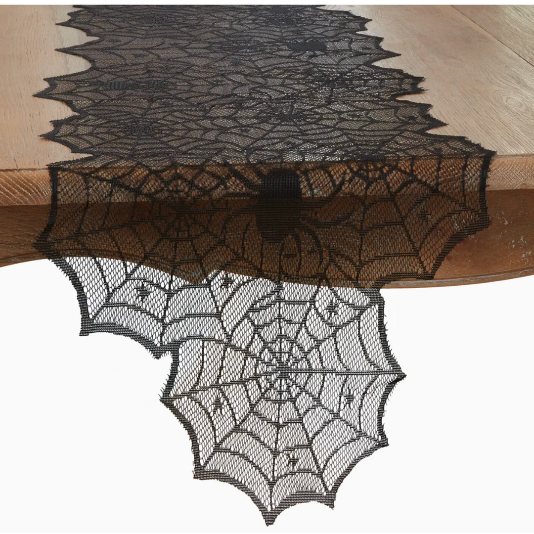 SARO Spiderweb Net Style Black Table Runner Default Title