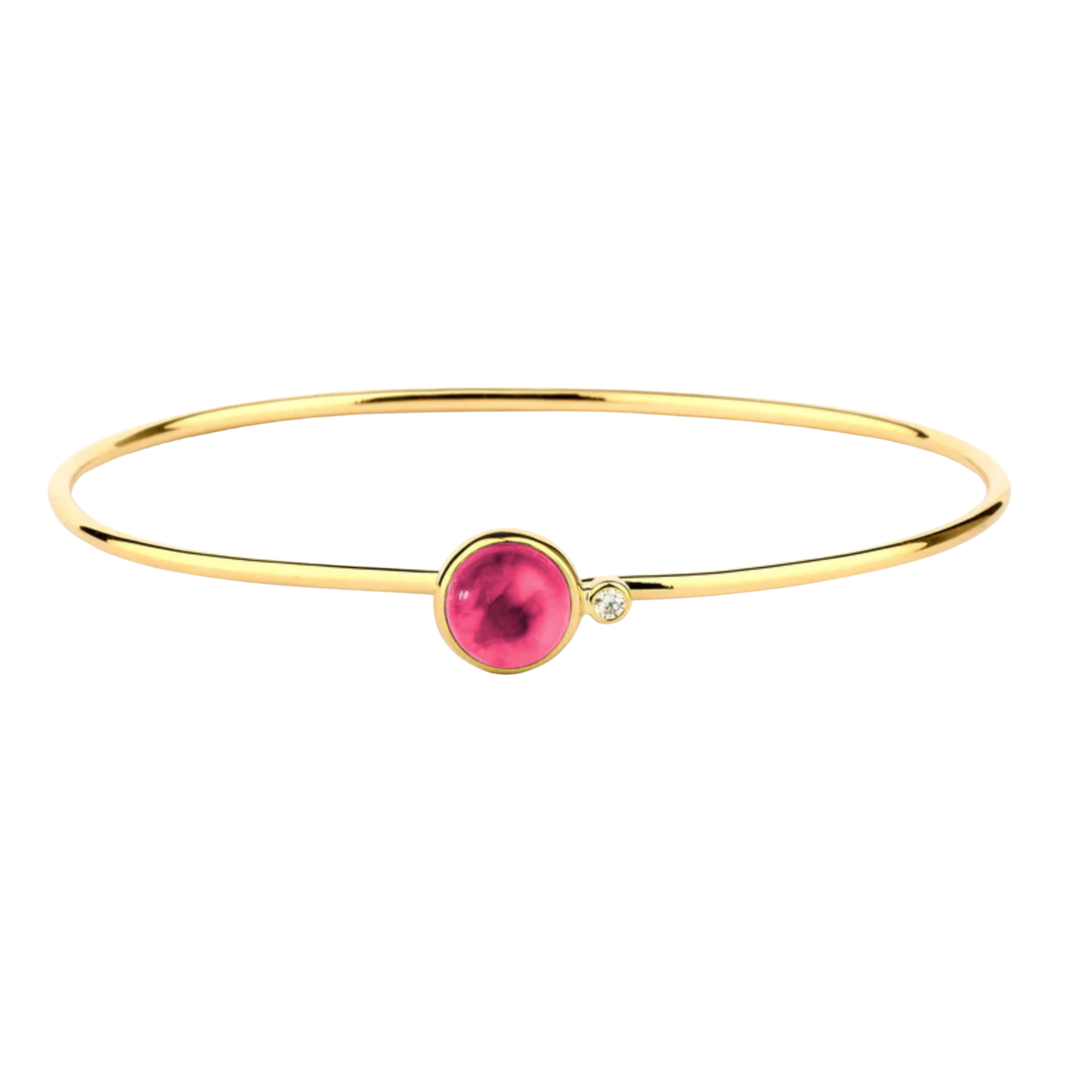 SYNA 18K Yellow Gold Small Rubellite Stacking Candy Bracelet Default Title