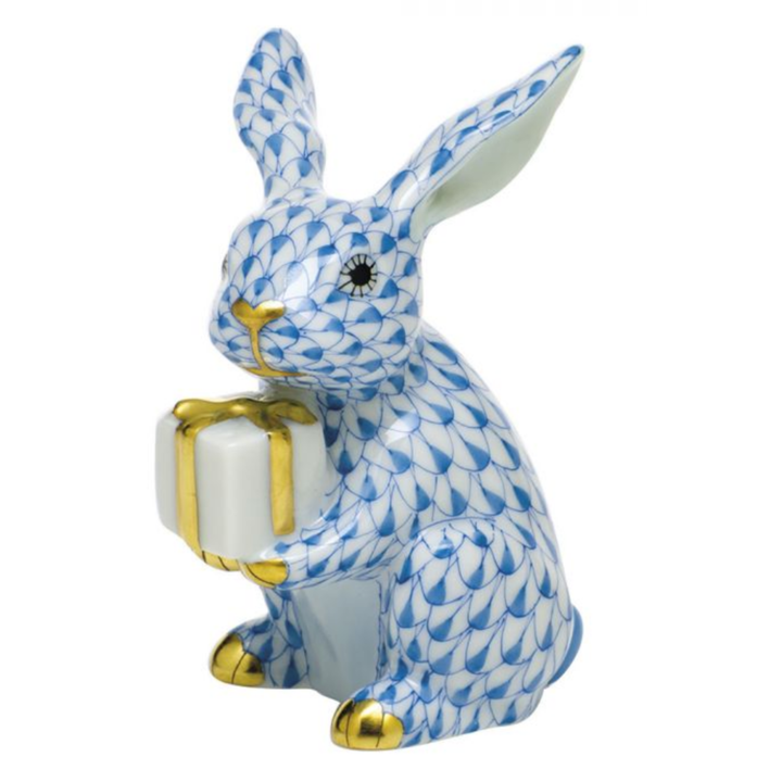 HEREND Celebration Bunny BLUE