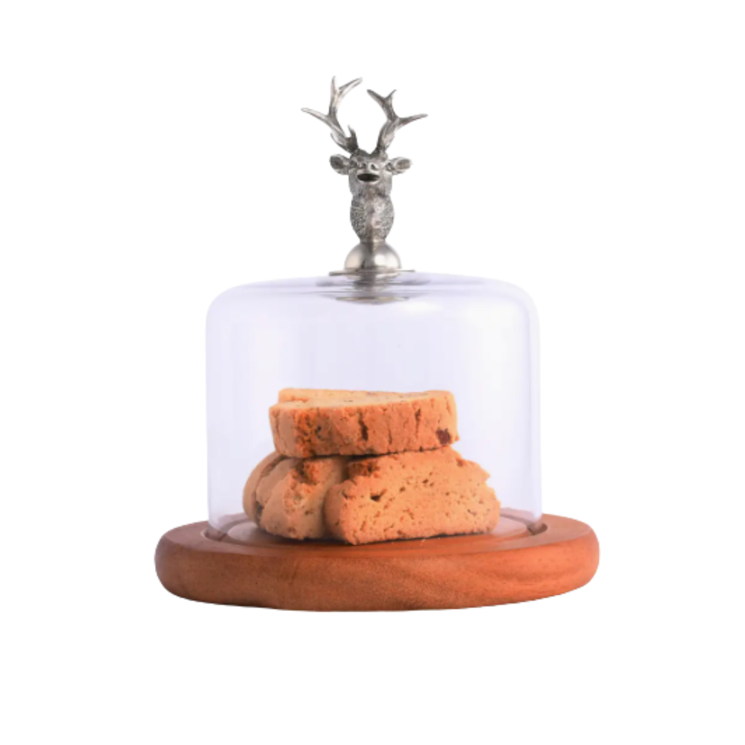 VAGABOND HOUSE Elk Head Covered Glass Cheese Wood Board