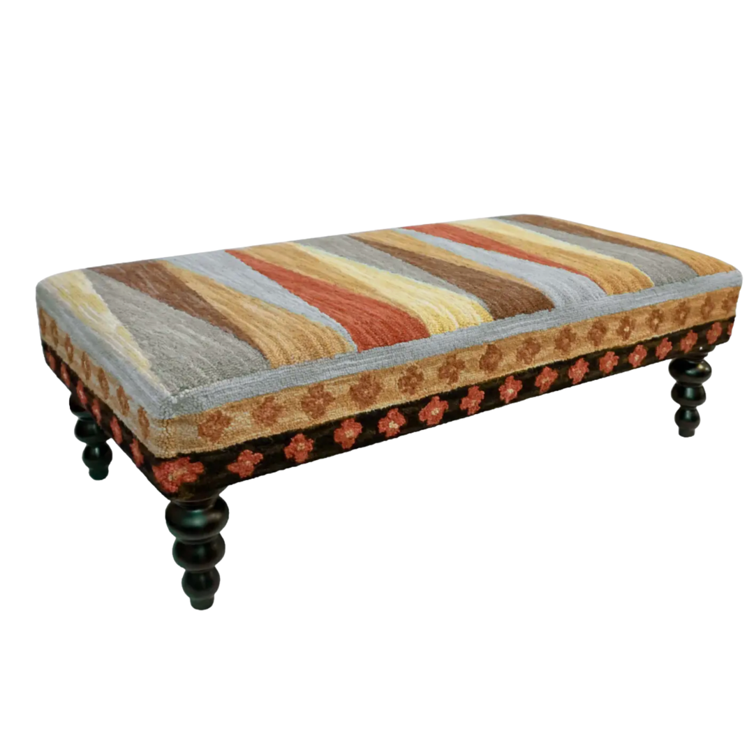 MICHAELIAN HOME Pinwheel Bench With Hand Hook Wool Top Default Title
