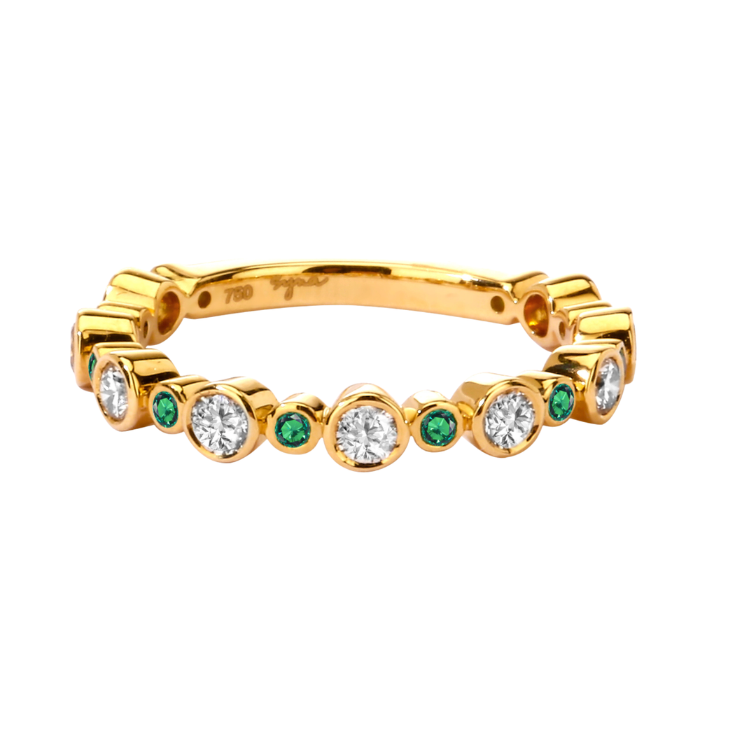 SYNA Emerald & Diamond Band Ring in 18K Yellow Gold Default Title