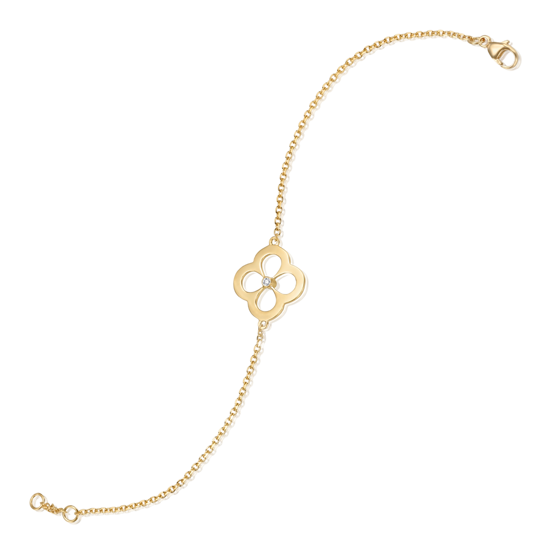 GUMUCHIAN 18K Yellow Gold Four Petal Bracelet With Diamonds Default Title