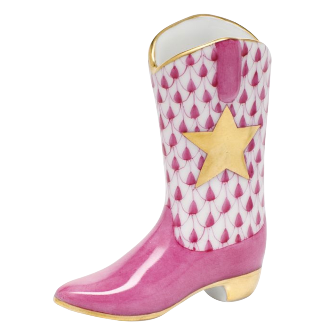 HEREND Cowboy Boot RASPBERRY