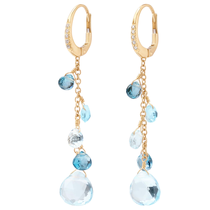 MARCO BICEGO Lunaria 18K Yellow Gold Three-Stone Mixed Topaz Earrings