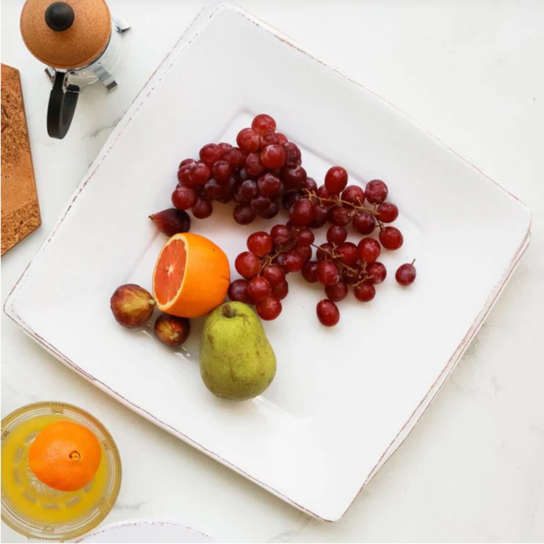 VIETRI Melamine Lastra White Square Platter
